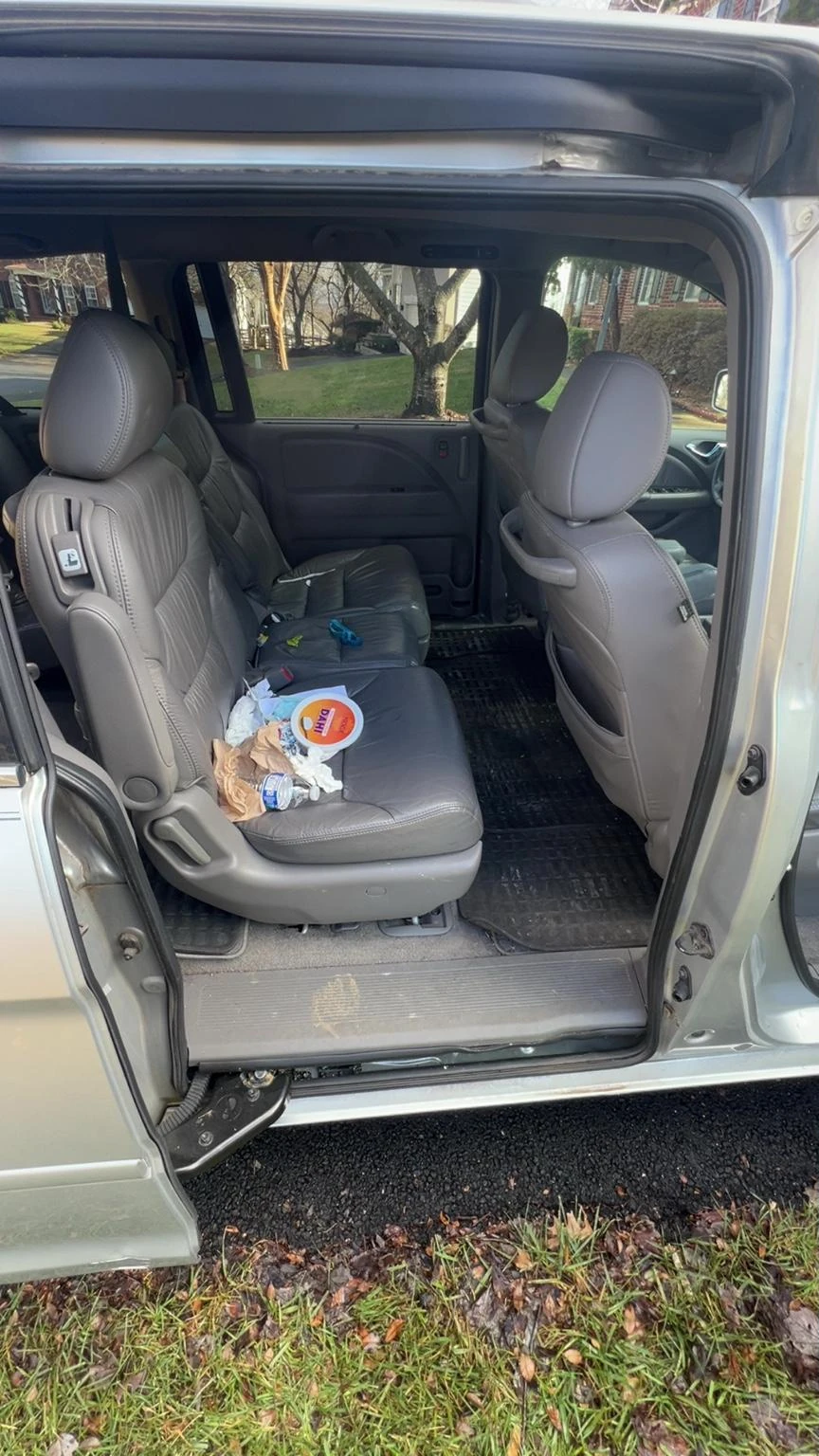 Minivan interior before detailing