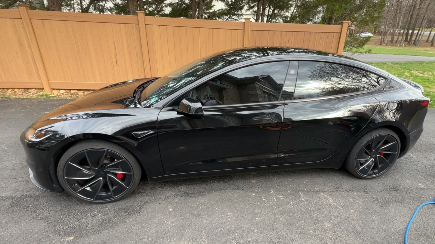 Black Tesla after Detail VA paint preparation and protection